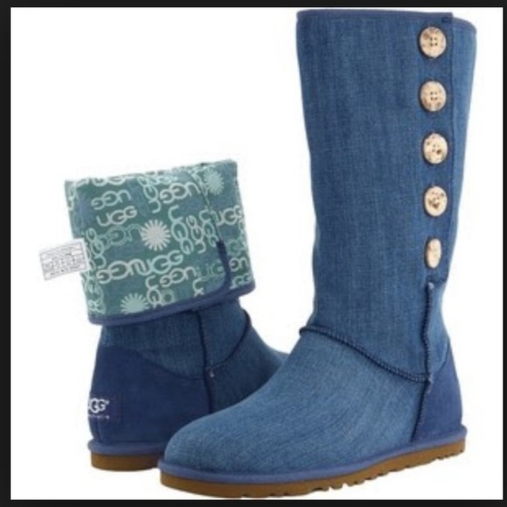 Denim button ugg boots